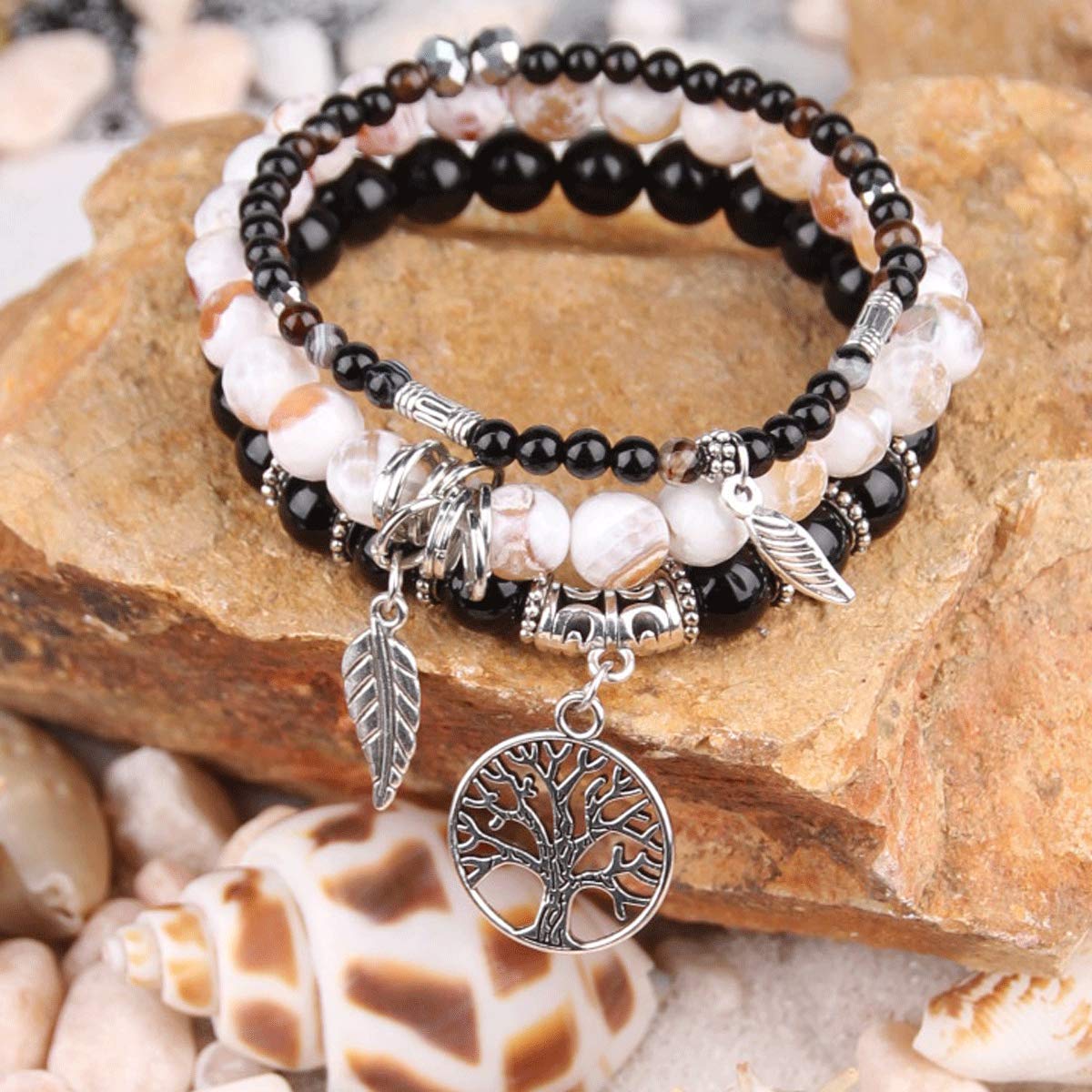 Healing Stone Crystal Beaded Bracelets for Women - Tree of Life Yoga Stretch Bracelet Set, Spiritual Jewelry Birthday Gifts for Her | Meditation, Yoga & Positive Energy Accessories