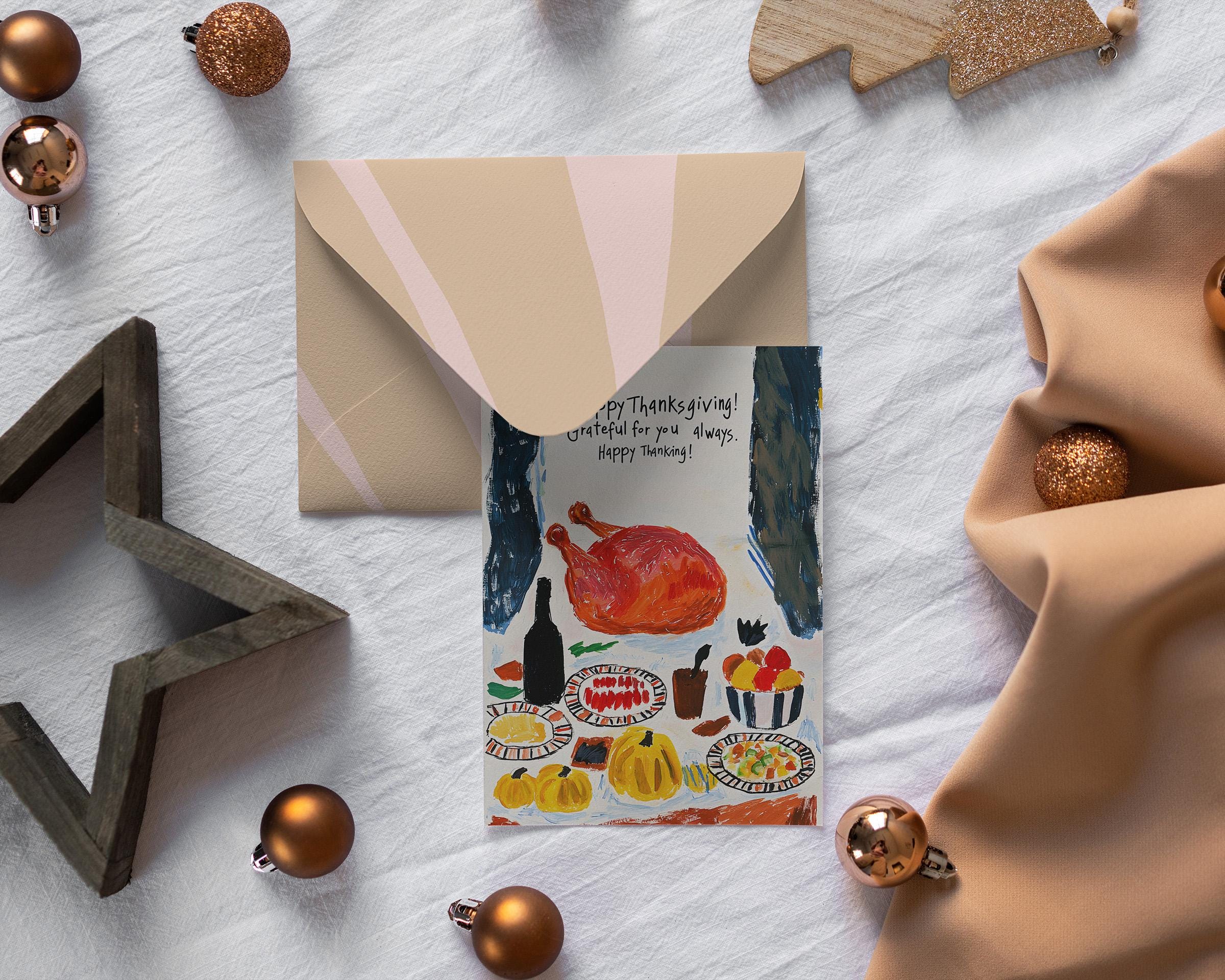 Thanksgiving Digital Greeting Card | George Miller Artwork | Turkey Feast Illustration | Instant Download | Perfect for Holiday Wishes & Family Gatherings
