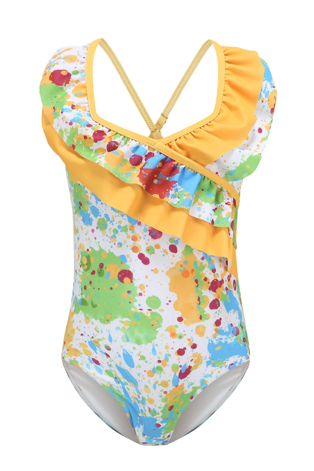 Girls Striped Rainbow One Piece Swimsuit - Cute Bathing Suit for Kids, Toddler & Baby Swimwear - Perfect for Pool, Beach & Summer Water Activities
