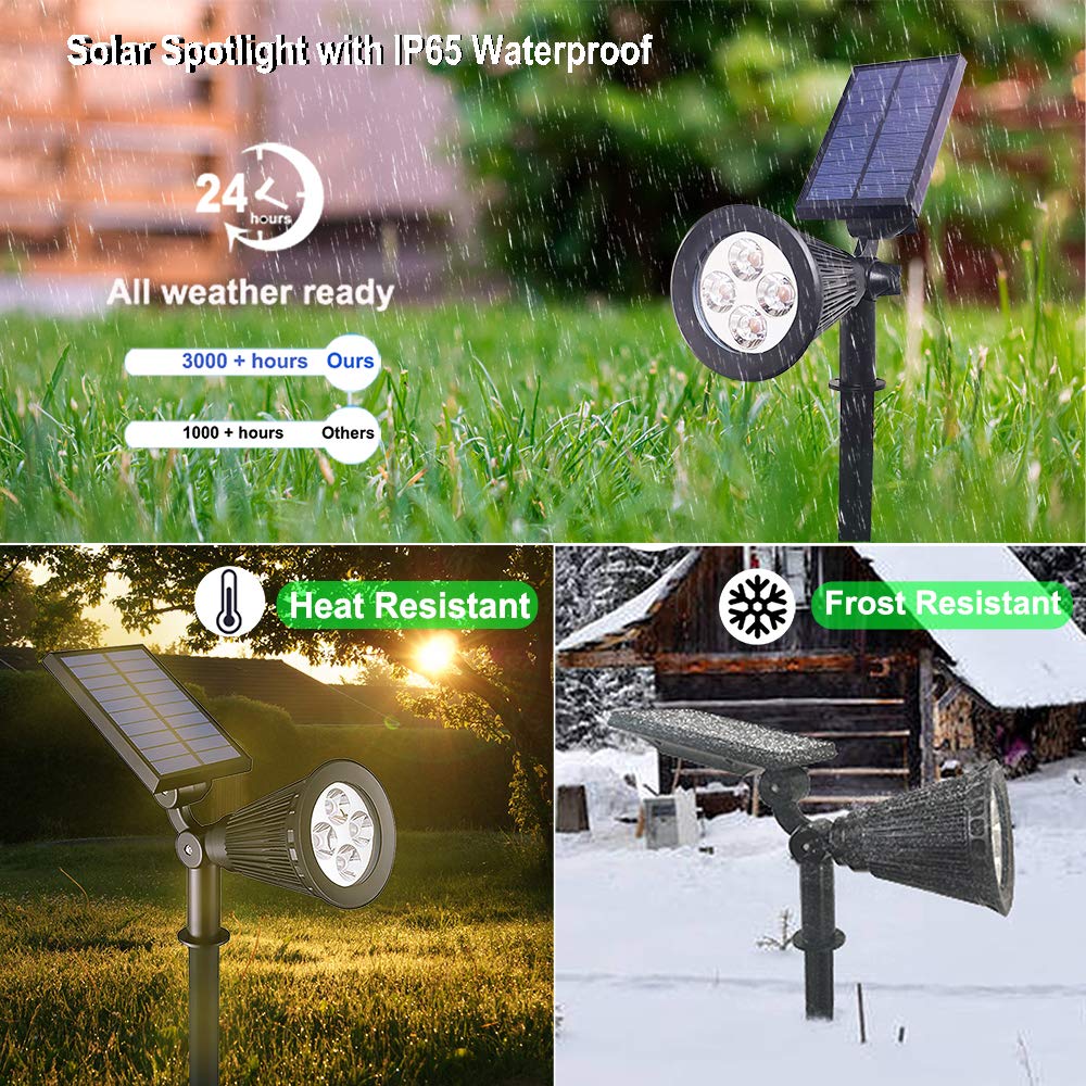 Solar Powered Outdoor Spotlights - Waterproof Adjustable 4 LED Solar Garden Lights for Landscape, Yard, Driveway & Pathway (2 Pack, Blue) | Auto On/Off, Inground Installation | Perfect for Patio Decor, Backyard Lighting & Nighttime Safety