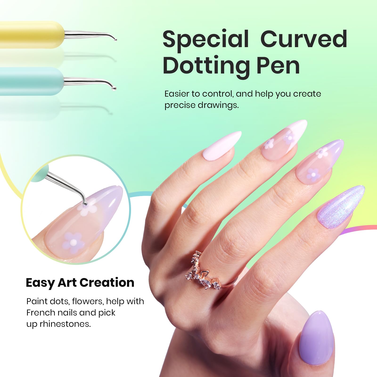 Beetles Nail Art Clean Up Brushes Set - 2 PCS Professional Nail Brushes with Dotting Tool for Acrylic Nails, French Tips & Nail Art Design (Size 16 + Size 6) | Perfect for Salon, Home Manicure & DIY Nail Art