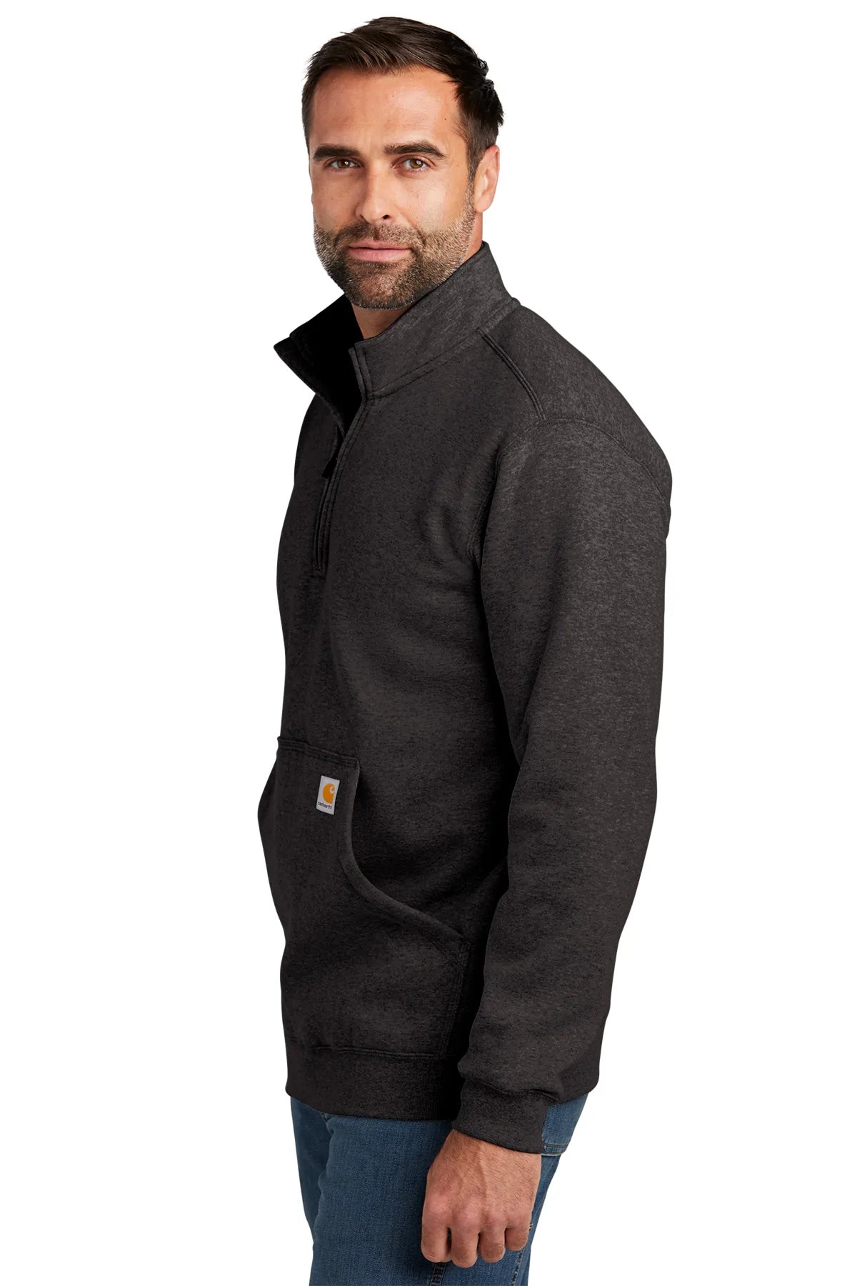 Carhartt Mock Neck Custom Sweatshirts for Men & Women - Carbon Heather Pullover for Work, Outdoor & Casual Wear