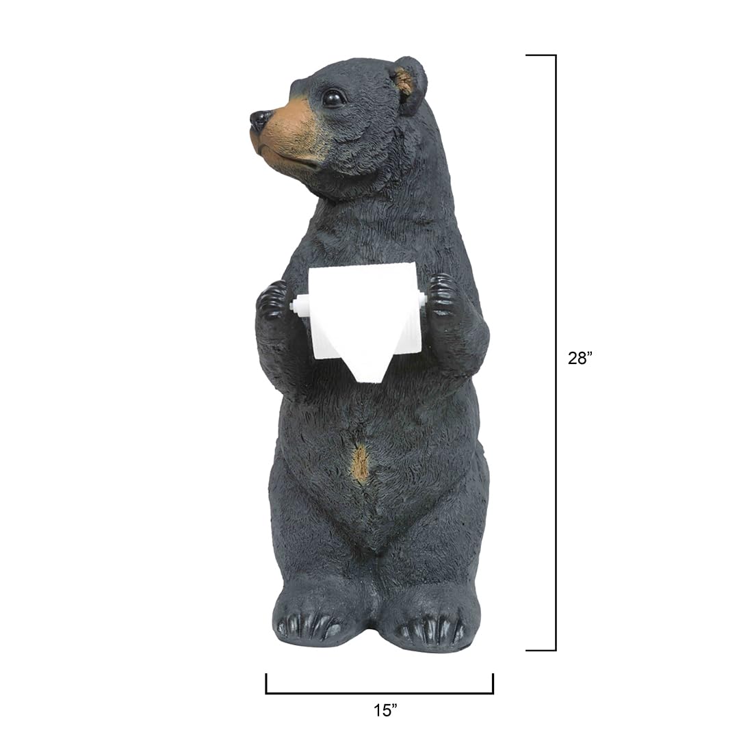 Black Bear Cub Standing Toilet Paper Holder - Cute Animal-Themed Bathroom Decor for Kids & Adults - Perfect for Home, RV, and Cabin Bathrooms