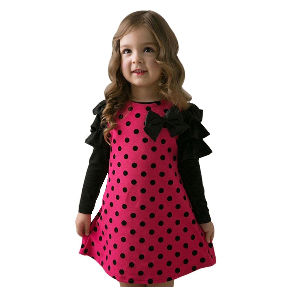 **Toddler Girls' Princess Dot Bow Sundress - Summer Casual Baby Dress for Kids | Perfect for Beach, Party & Outdoor Play**