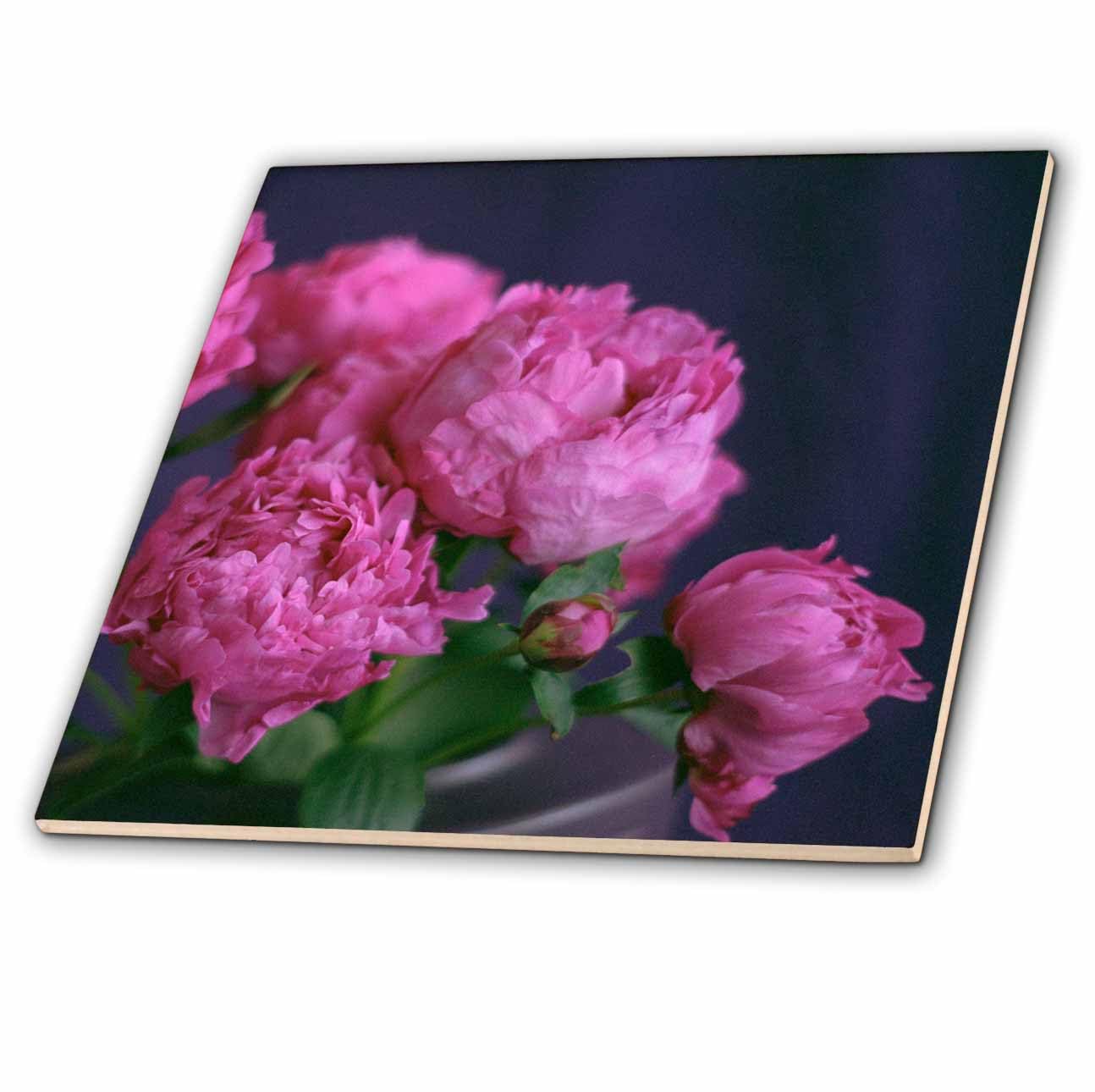3D Rose Pink Peony Bouquet Ceramic Tile - Handmade Multicolor Floral Decor for Kitchen Backsplash, Bathroom Wall, or Home Accent