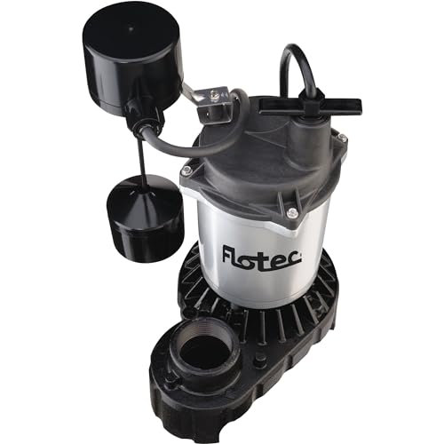Flotec 1/2 HP Submersible Sump Pump - Cast Iron & Zinc Construction - Heavy Duty Water Removal for Basements, Crawl Spaces & Flood Prevention