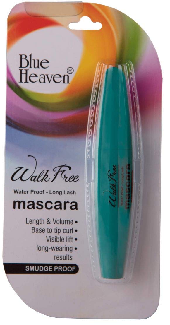 Blue Heaven Walk Free Waterproof Mascara - Long Lasting Volumizing & Lengthening (12ml) - Perfect for Daily Wear, Parties & Special Occasions