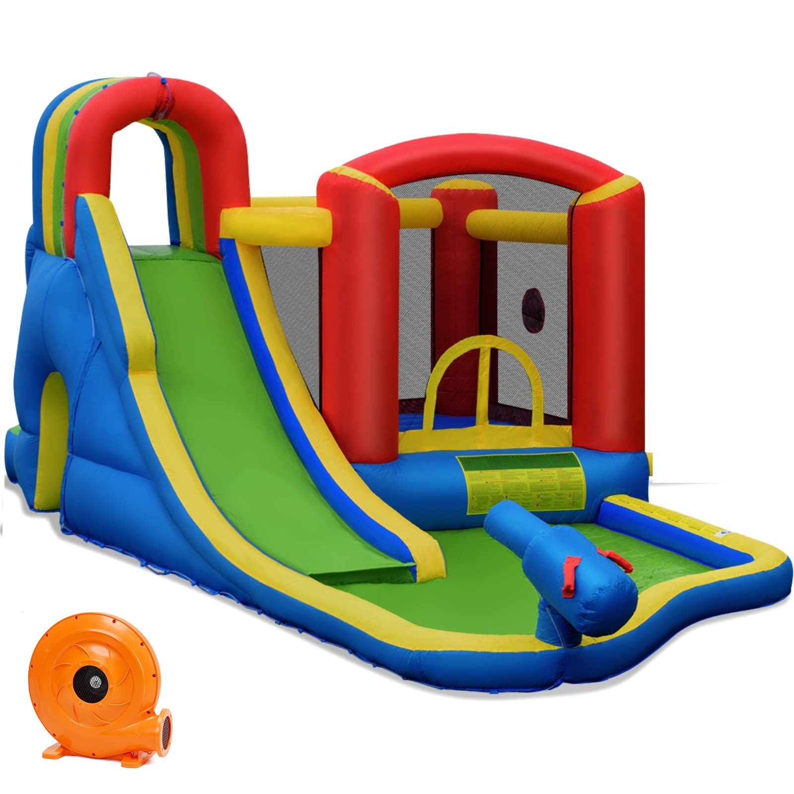 BOUNTECH Inflatable Water Slide for Kids - Bounce House with Waterslide, Ball Pit, Splash Pool & 740W Blower | Wet & Dry Combo Outdoor Play | Perfect for Backyard Parties, Summer Fun, Birthday Gifts & Family Gatherings