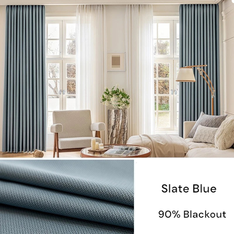 Amalia Cotton Linen Japandi Textured Room Darkening Curtains - Blackout Window Drapes for Bedroom, Living Room & Nursery - Noise Reducing & Light Blocking Home Decor