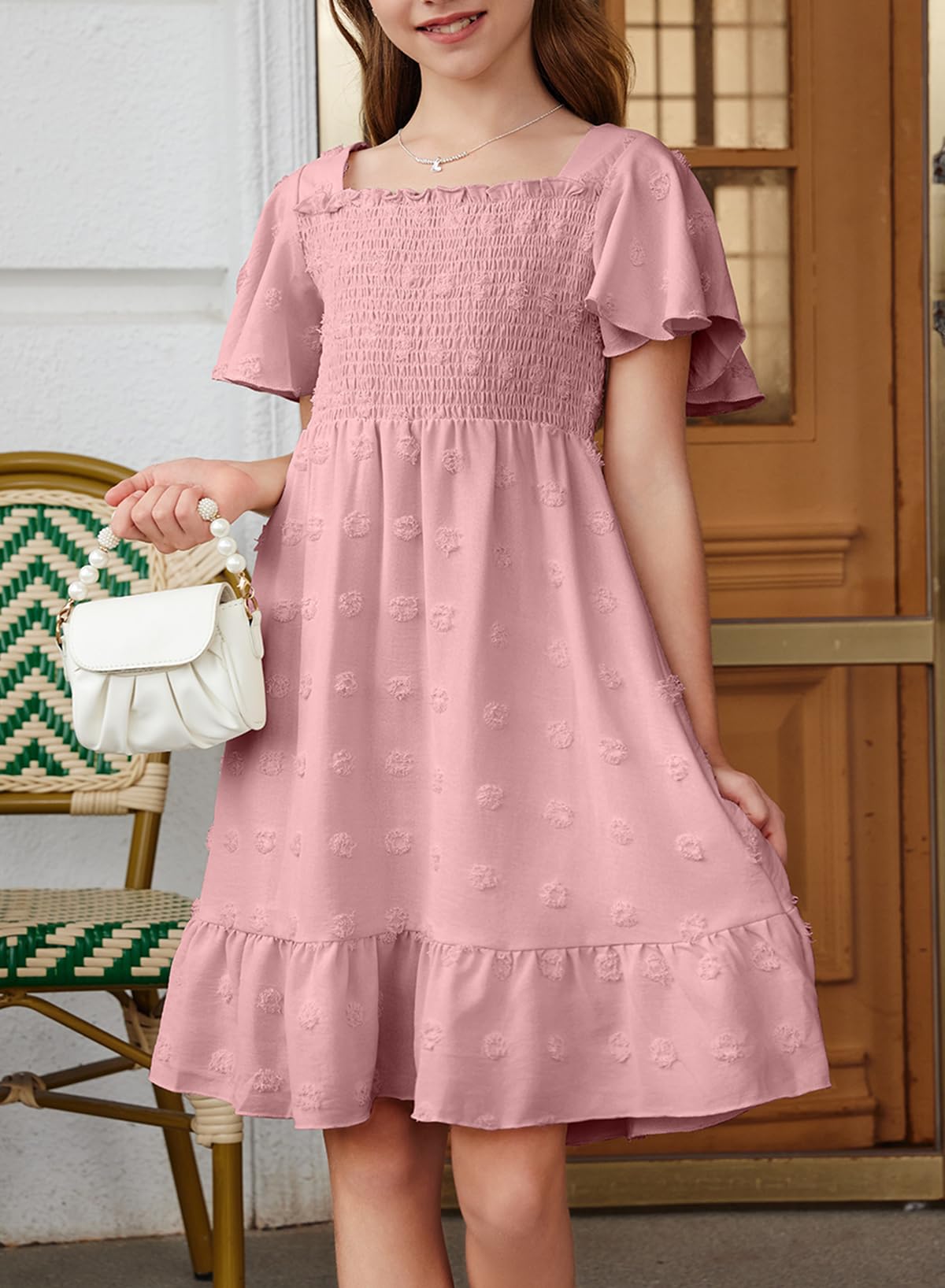 Blibean Girls' Summer Chiffon Dresses 2025 - Floral Print Casual Sundresses for Kids Ages 6-15 Years | Perfect for Beach Vacations, Birthday Parties & Family Outings