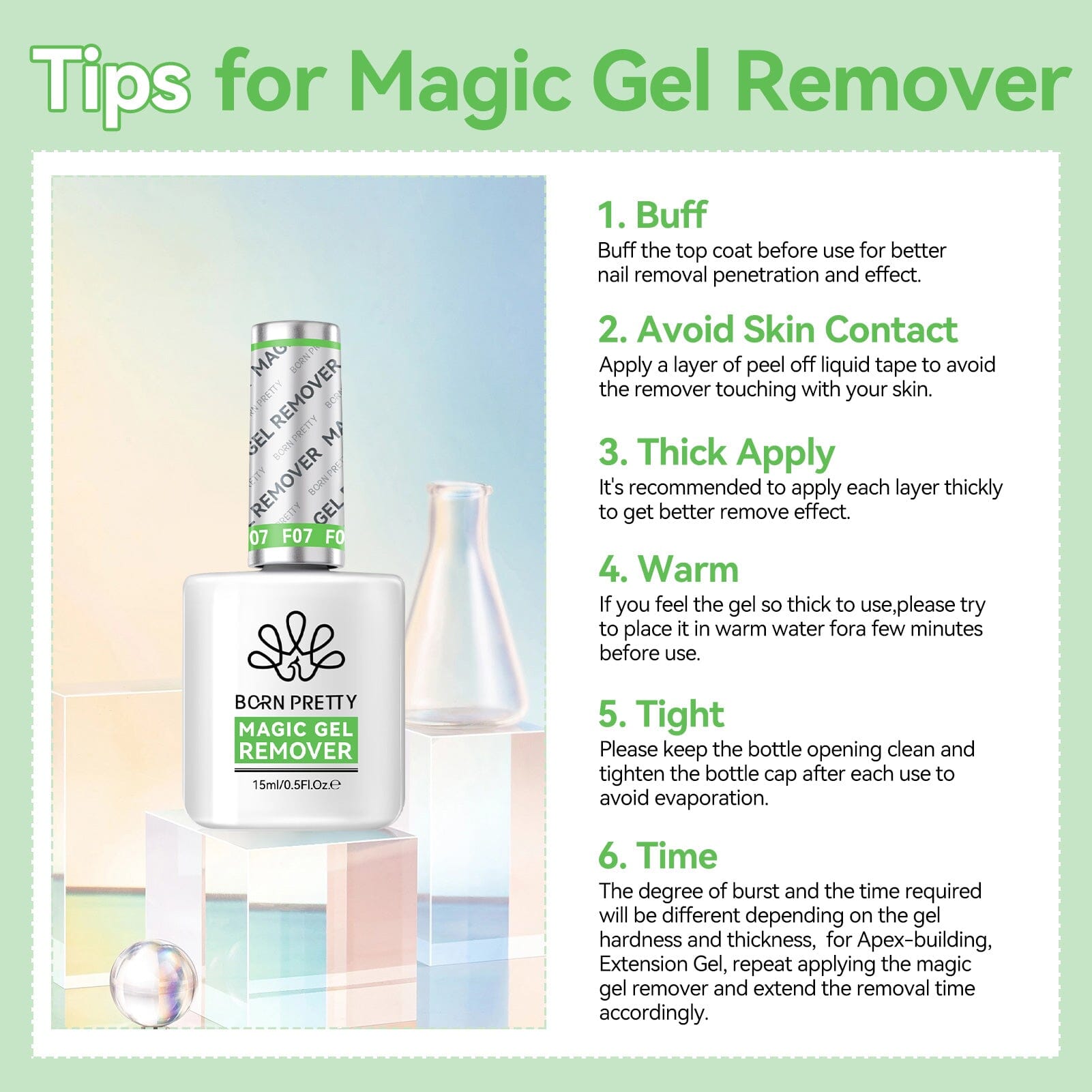 Magic Gel Nail Polish Remover - Acetone Free, Gentle & Effective 15ml for At-Home Manicures & Salon Use
