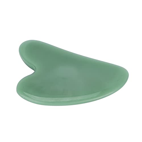 Natural Jade Stone Gua Sha Massage Tool for Face, Neck & Body - Smooth Skin & Relaxation - Peach Heart Dark Green - Perfect for Self-Care & Spa Days at Home
