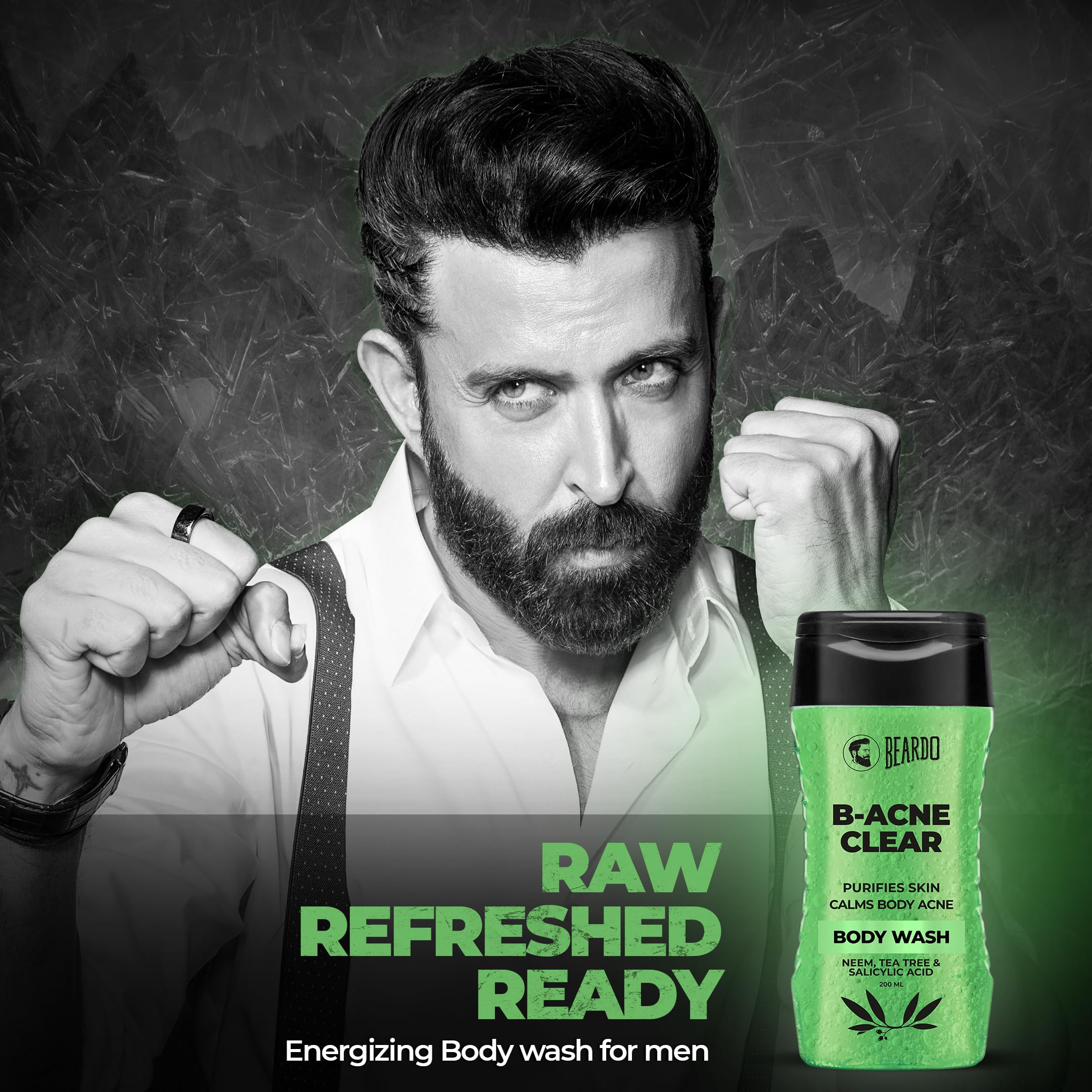 Beardo Men's Body Wash Combo Pack (200ml x 2) - Ice Blast Cooling Body Wash & B-Acne Clear Anti-Acne Body Wash | Refreshing Shower Gel for Men with Instant Cooling & Acne Defense | Perfect for Gym, Sports & Daily Hygiene