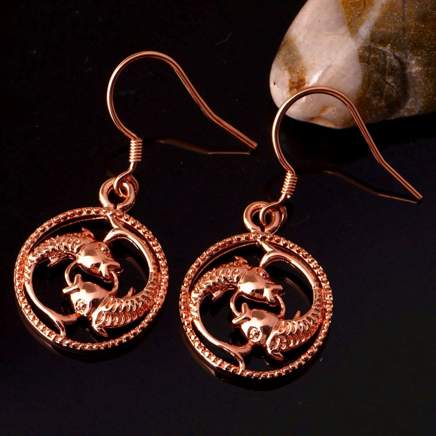 12 Zodiac Rose Gold Women's Earrings - Stylish & Elegant Horoscope Jewelry for Everyday Wear & Gift Giving
