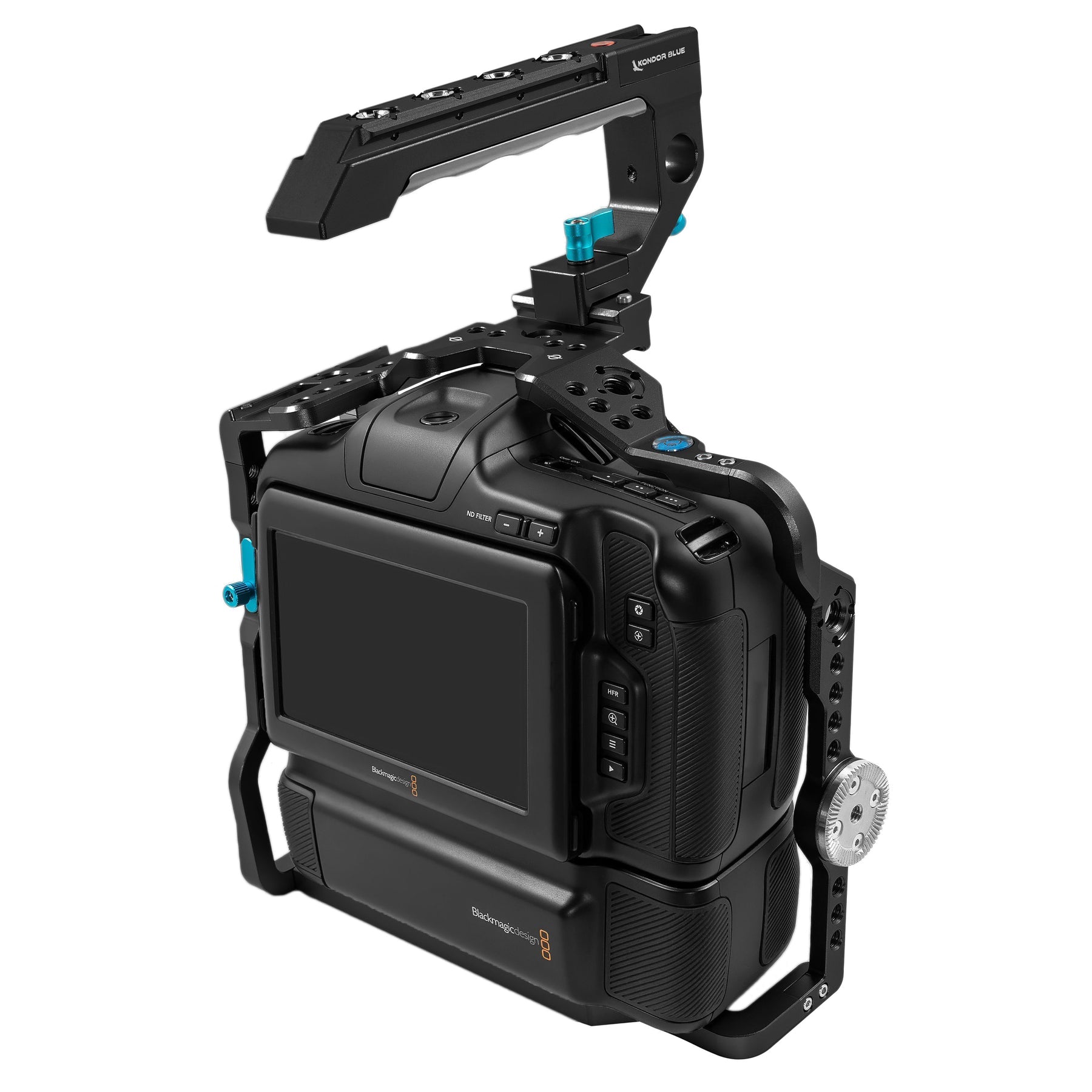 Kondor Blue BMPCC 6K Pro Battery Grip Cage with Top Handle (Raven Black) - Professional Camera Rig for Blackmagic Pocket Cinema 6K Pro | Perfect for Filmmaking, Vlogging & On-the-Go Shooting