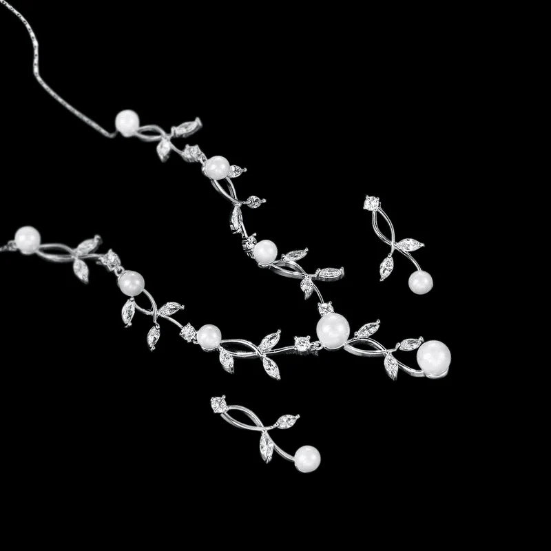Elegant Bridal Wedding Jewelry Set with Pearls & Crystals - A9056 | Perfect for Brides, Bridesmaids & Formal Occasions
