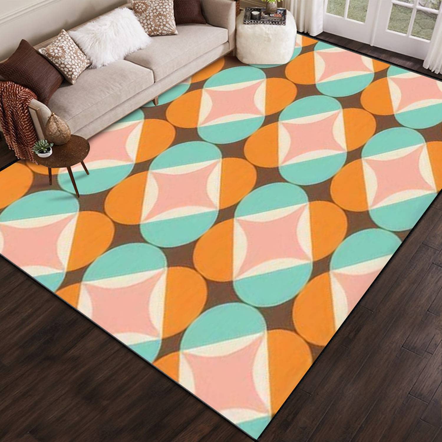 Mid Century Modern Rug 6x9 ft - Non-Slip Area Rug for Living Room, Bedroom & Outdoor Patio