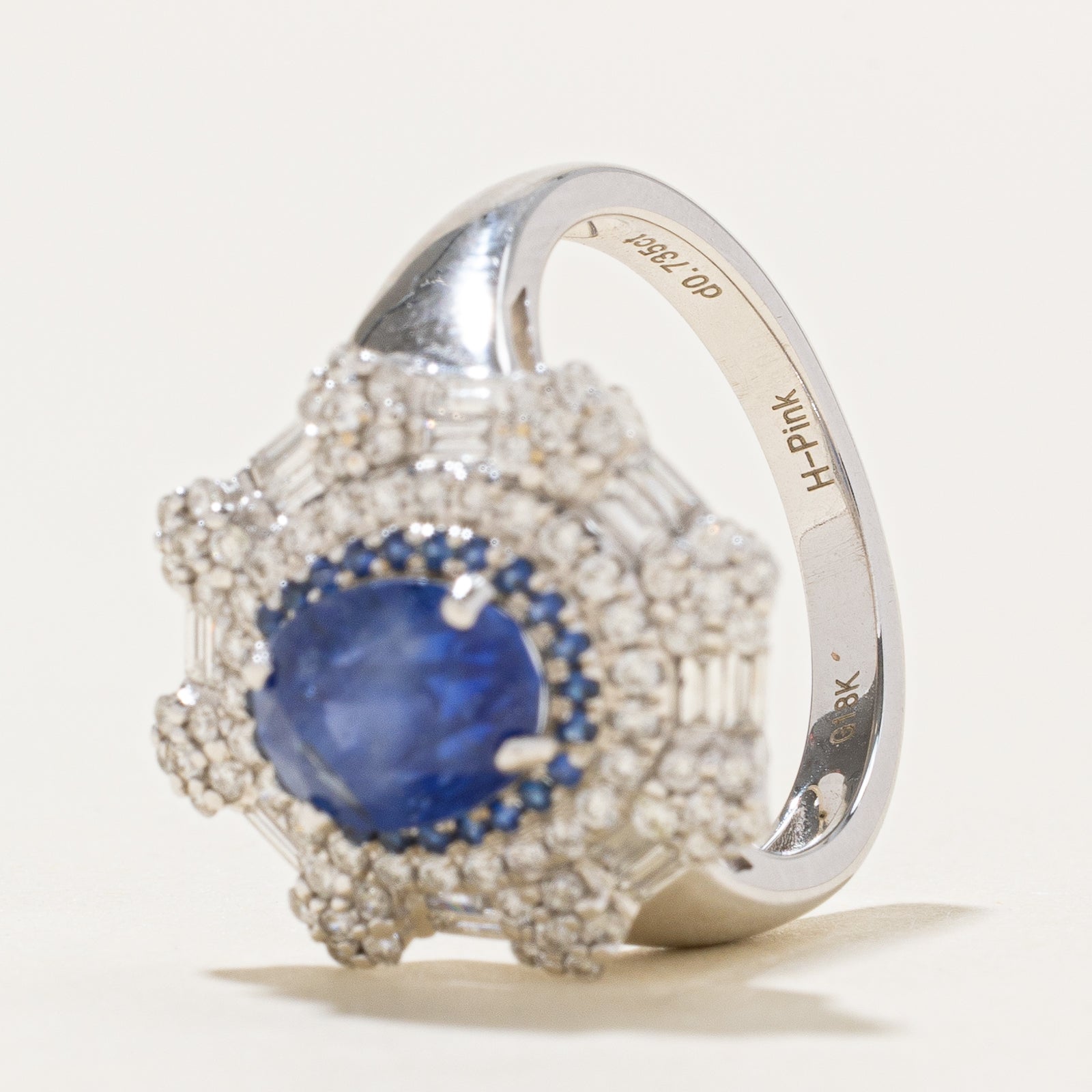 Natural GRS Certified Unheated Burmese Sapphire & Diamond Cocktail Ring - 2.32ctw Sapphire, 0.74ctw Diamonds - Size 6.5 - Elegant Jewelry for Weddings, Parties & Special Occasions