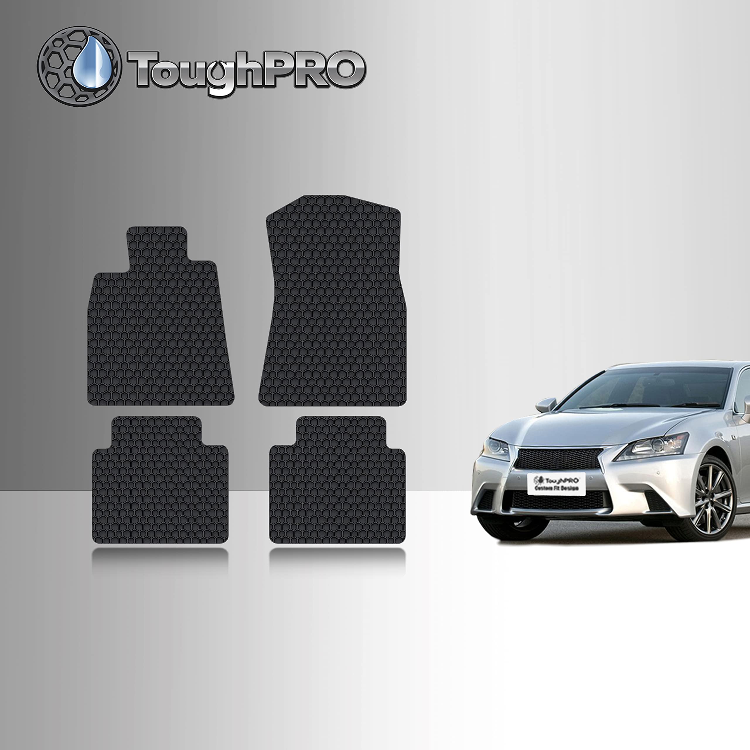 TOUGHPRO All-Weather Heavy Duty Floor Mats Set (Front & Rear Rows) for Lexus GS 2006-2012 - Black Rubber Car Accessories, Made in USA | Perfect for Winter Snow, Mud & Rain Protection