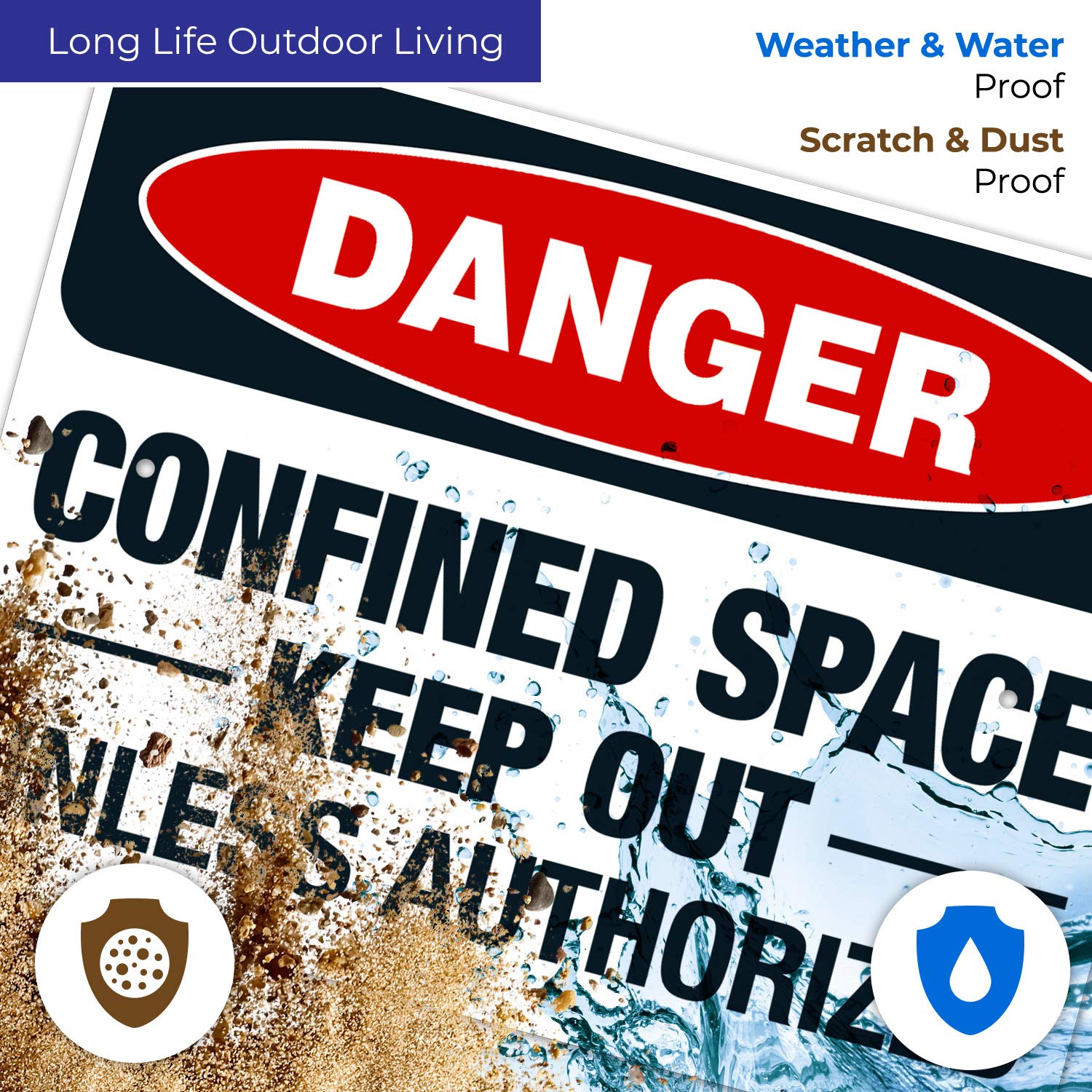 Danger Confined Space Keep Out Unless Authorized Sign - OSHA Compliant 18x24 Inch Rust-Free Aluminum Safety Sign | Fade Resistant for Indoor & Outdoor Use | Made in USA | Perfect for Construction Sites, Warehouses & Industrial Areas