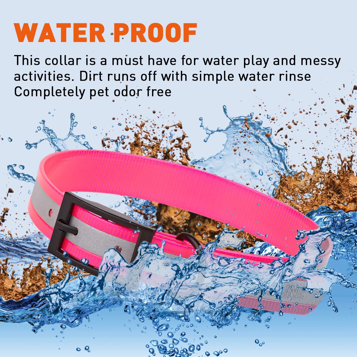 Premium Biothane Reflective Dog Collar - Waterproof, Odor-Proof & Easy-Clean Nylon Webbing with Black Hardware - Adjustable 22