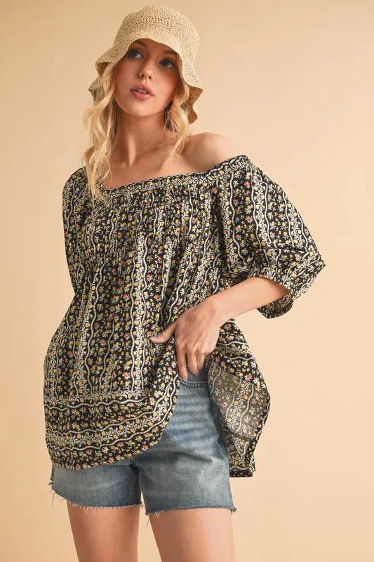 Floral Short Sleeve Babydoll Top - Women's Summer Lace Crop Top for Casual Outings & Date Nights