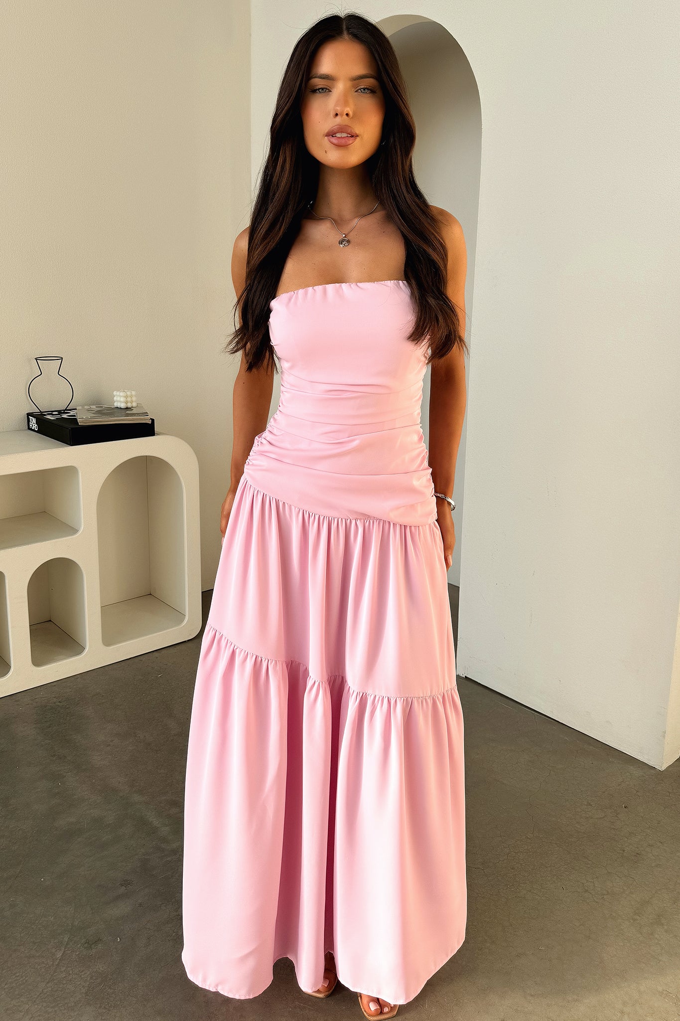 Charlotte Maxi Dress for Women - Elegant Flowy Pink Summer Dress for Beach, Party & Vacation | Soft Breathable Fabric