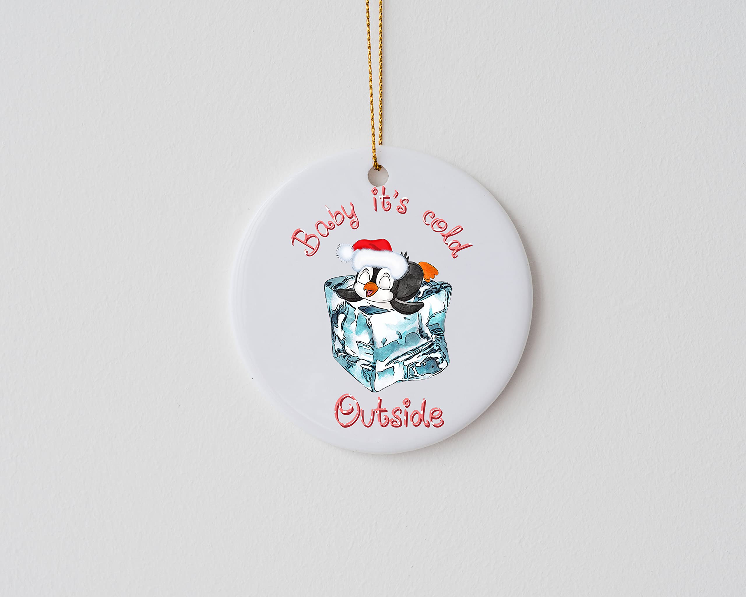 Adorable Penguin Round Ceramic Christmas Ornament - Perfect Holiday Decoration for Tree, Gift & Winter Home Decor