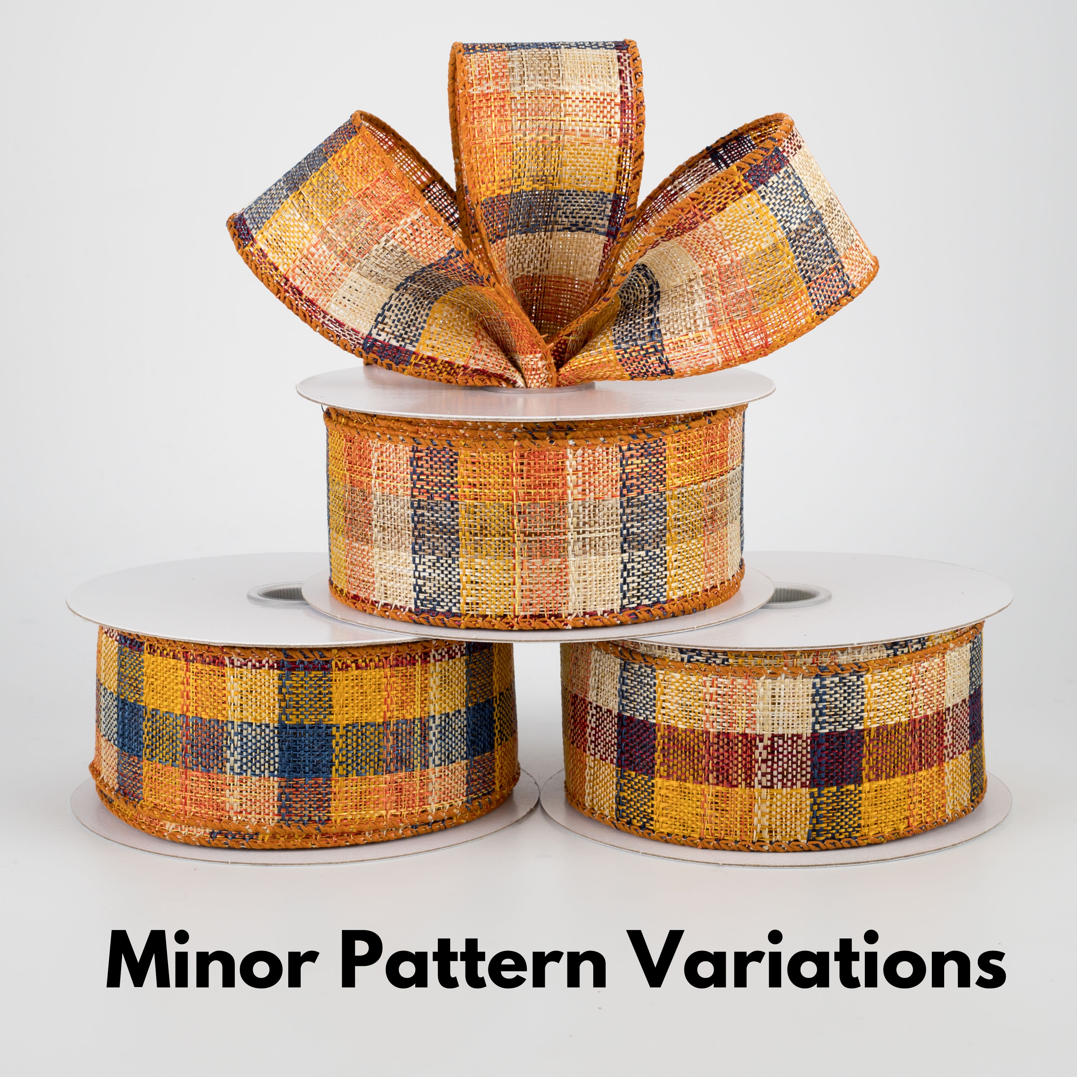 1.5 Inch Plaid Fall Ribbon - Blue & Orange Checkered Pattern (10 Yards) for Gift Wrapping, DIY Crafts, and Seasonal Decorations