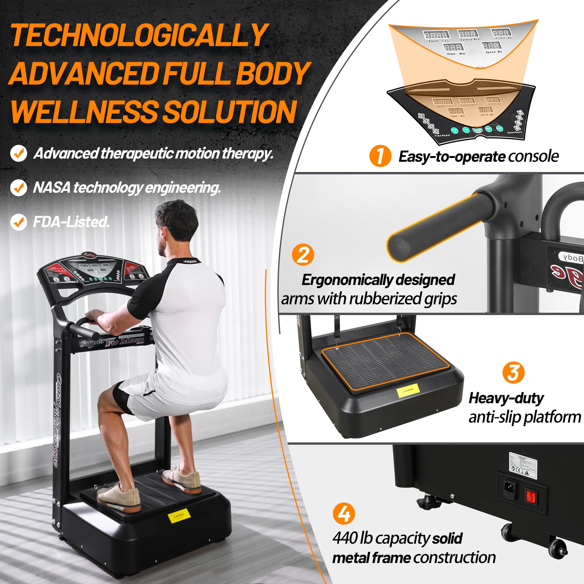 Whole Body Vibration Platform Machine - Home Gym Fitness Equipment with Vibrating Pull Bands for Aerobic Training, Weight Loss & Toning | Perfect for Home Workouts, Family Exercise & Body Shaping
