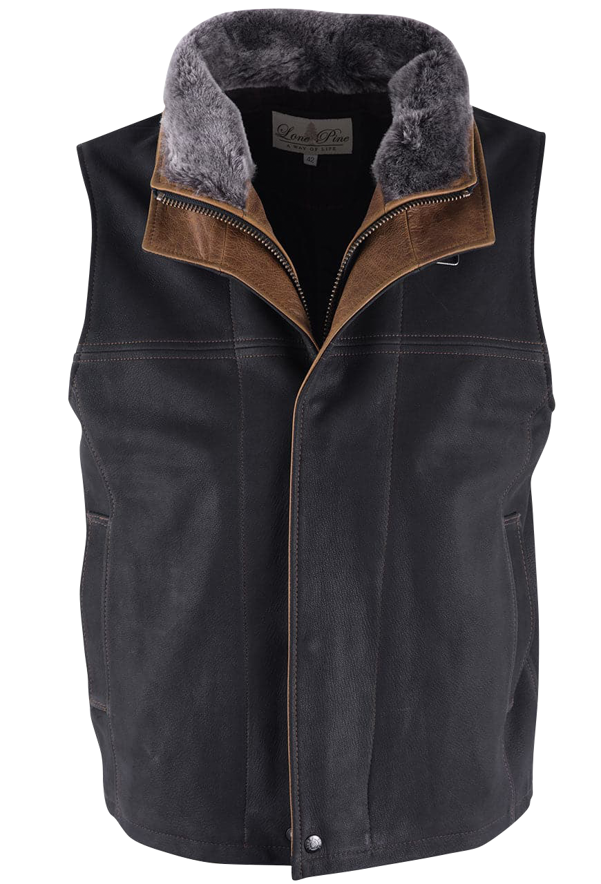 Lone Pine Leather Trekker Vest for Men - Black Genuine Leather Outdoor Vest - Perfect for Hiking, Camping & Adventure Travel