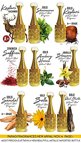 Parag Fragrances Gold Shamama Natural Attar Perfume Oil - 12ml Premium Alcohol-Free for Men & Women in Imported Metallic Bottle | Long-Lasting Scent for Special Occasions & Daily Wear