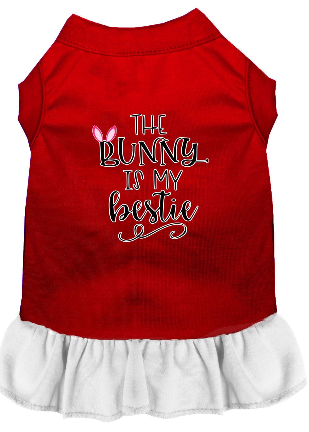Bunny is My Bestie Screen Print Dog Dress - Cute Pet Clothes in Multiple Colors for Small & Medium Dogs - Perfect for Easter, Spring Outfits & Photo Shoots