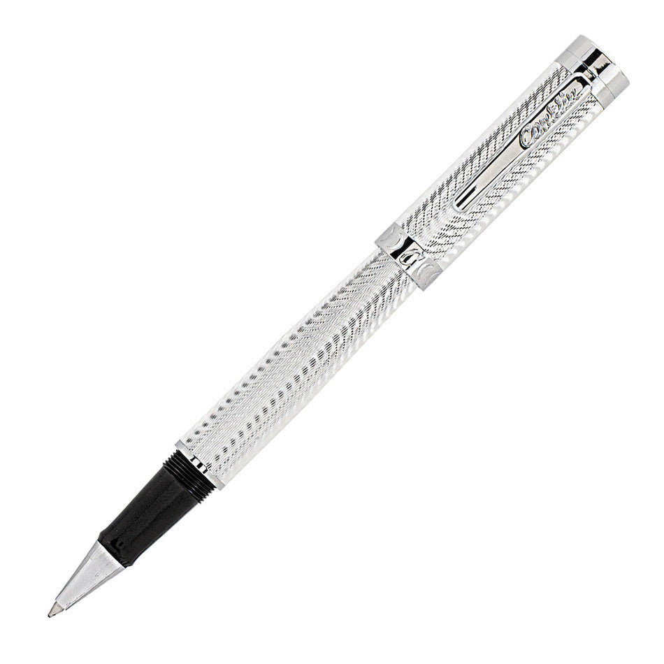 Conklin Herringbone Signature Rollerball Pen - Premium Silver Writing Instrument for Professionals & Gift Giving - Perfect for Office, Business Meetings & Special Occasions