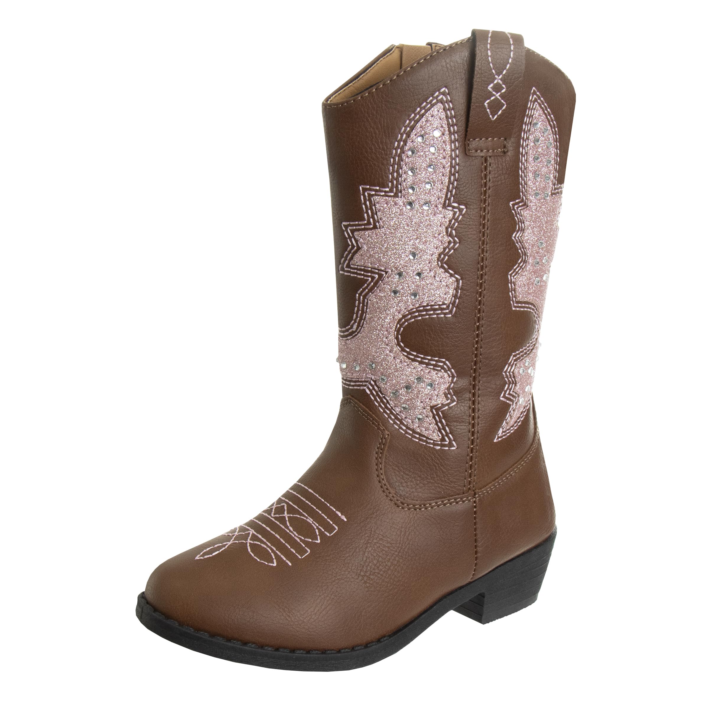 Girls Western Cowboy Boots for Toddlers & Kids - Comfortable Leather Cowgirl Booties with Non-Slip Sole | Perfect for Rodeo, Halloween Costume & Country Fashion
