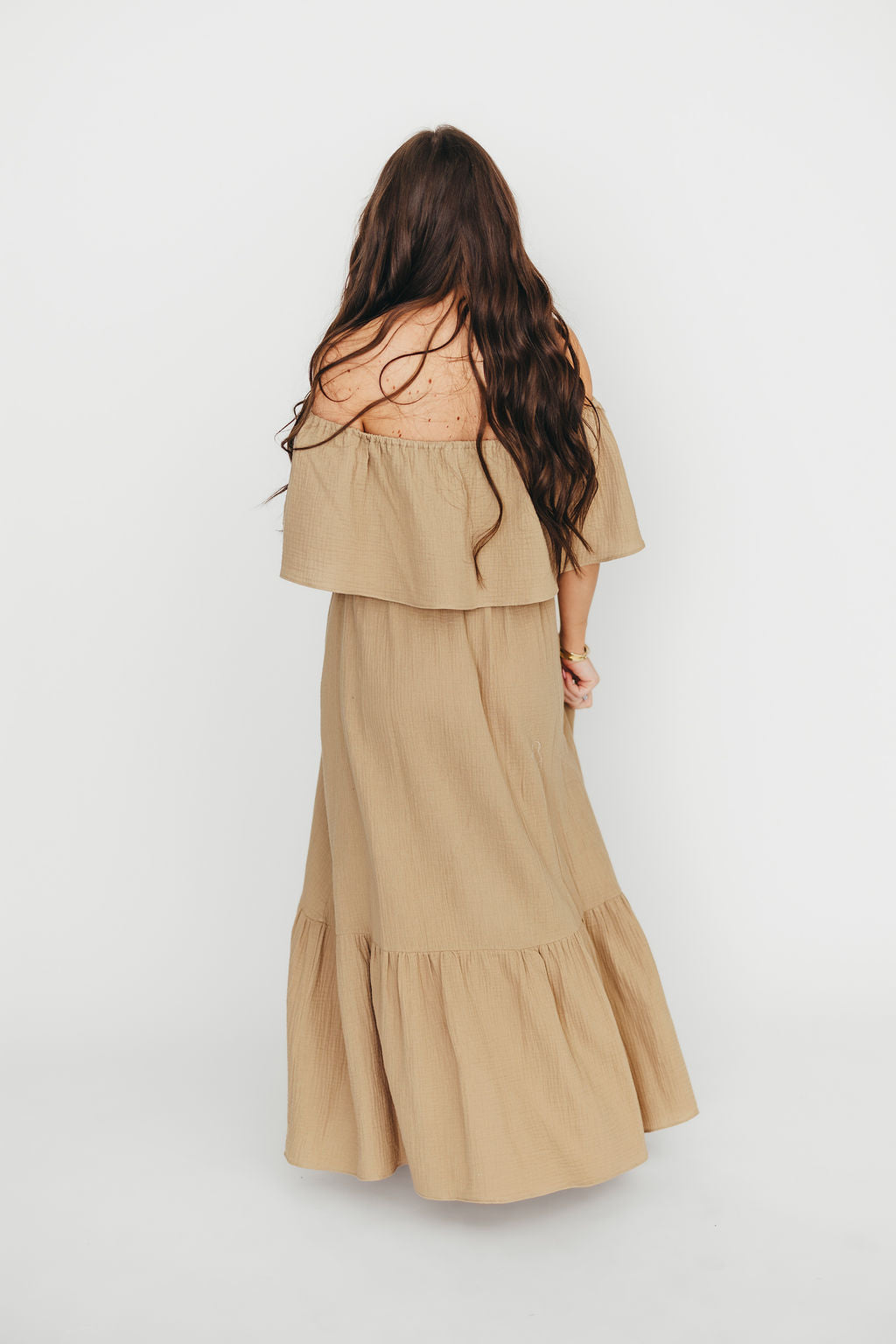 Josie 100% Cotton Maternity Maxi Dress in Khaki - Bump & Nursing Friendly for Pregnancy & Breastfeeding | Perfect for Casual Outings, Baby Showers & Nursing Comfort