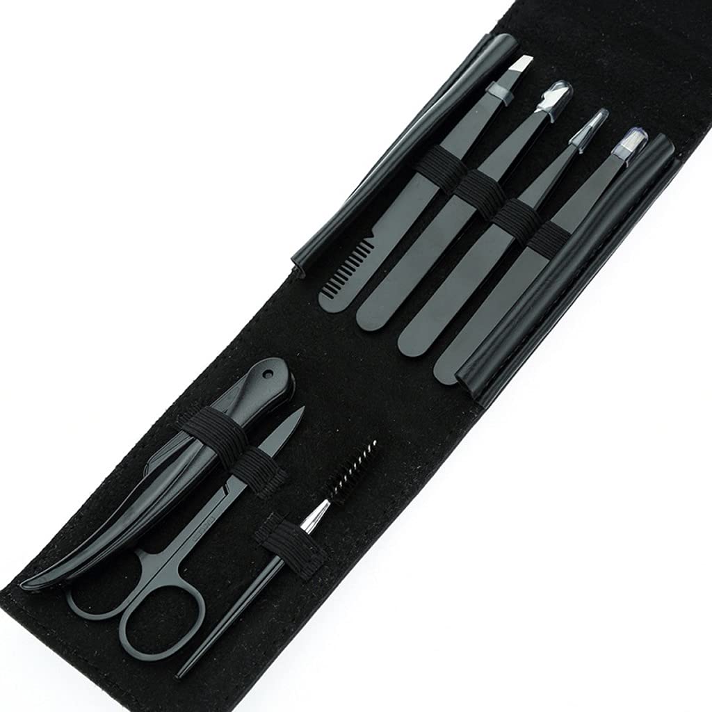 7-Piece Stainless Steel Eyebrow Trimmer Set - Professional Eyebrow Tweezers, Scissors & Grooming Tools Kit for Perfect Eyebrow Shaping at Home or Salon