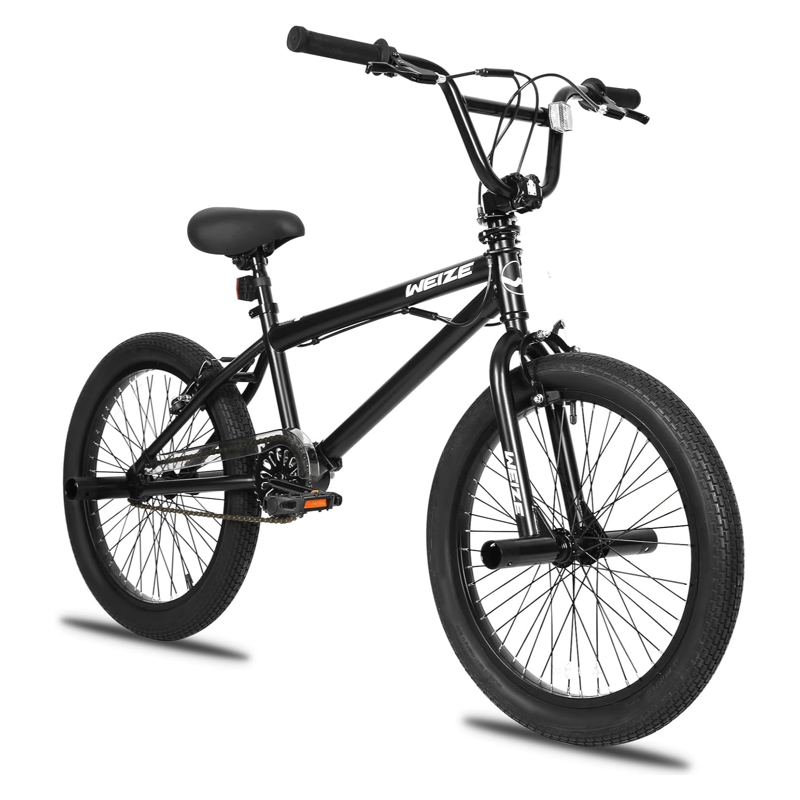 WEIZE 20 Inch Freestyle BMX Bike for Kids & Adults - Hi-Ten Steel Frame, 360° Rotor, 4 Pegs Single Speed Trick Bicycle - Perfect for Beginners to Advanced Riders - Great for Street Riding, Skate Parks & BMX Stunts