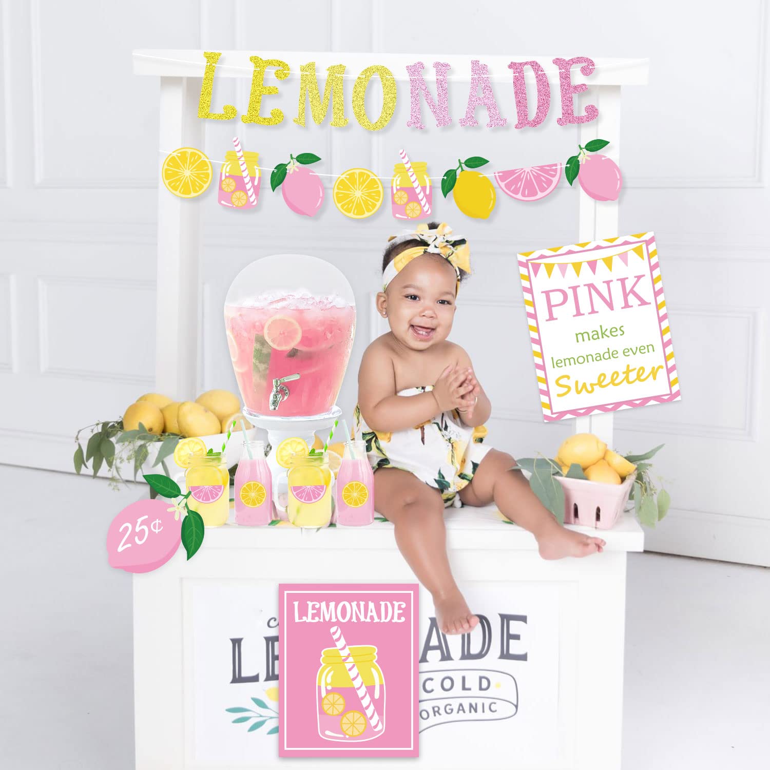Lemon Party Decorations Set - Lemonade Stand Banner, Coffee Bar Signs & Lemon Stickers for Summer Parties, Baby Showers, Bridal Showers & Birthdays | Perfect for Outdoor Events, Themed Celebrations & DIY Decor