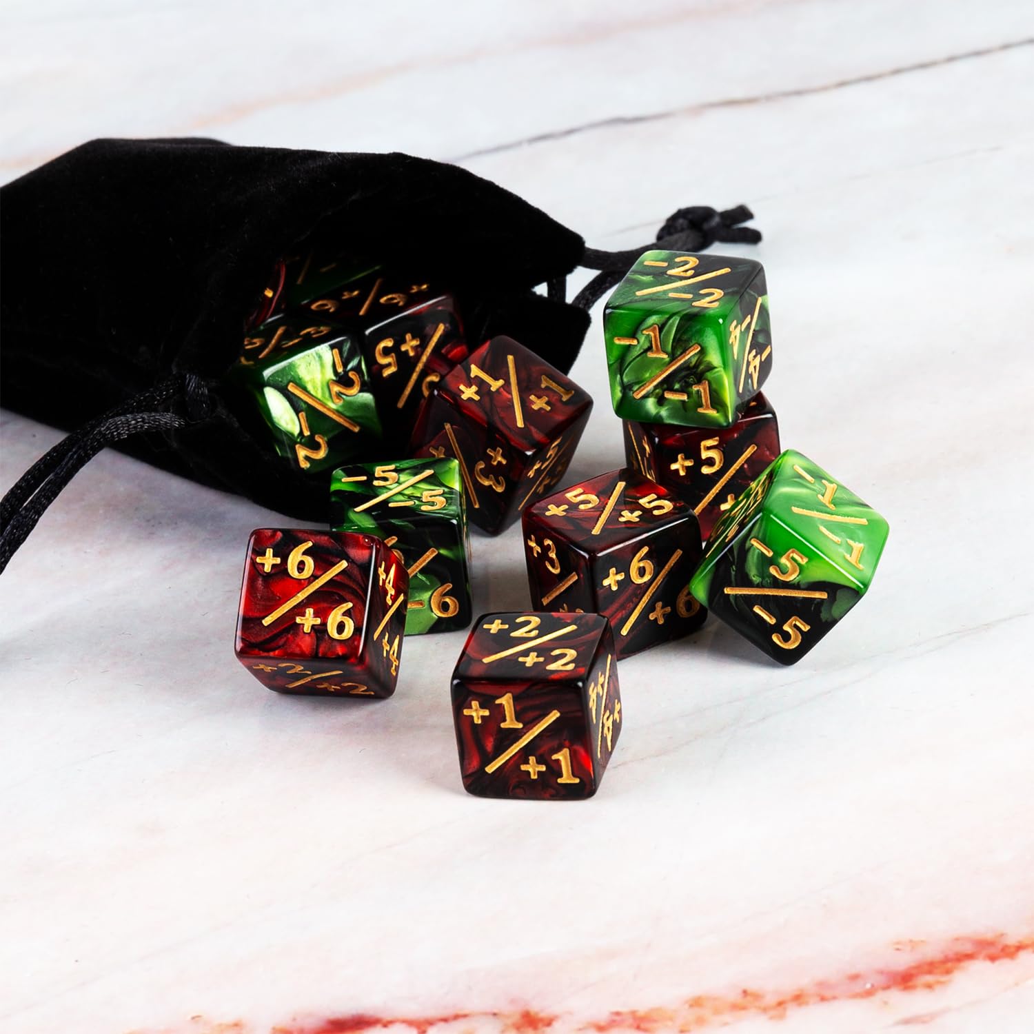 24-Piece MTG Dice Counter Set for Magic The Gathering - +1/+1 Counters, Loyalty & Life Tokens - Premium Gaming Accessories (Ruby Red & Emerald Green) - Perfect for Card Games, Tournaments & Collectors