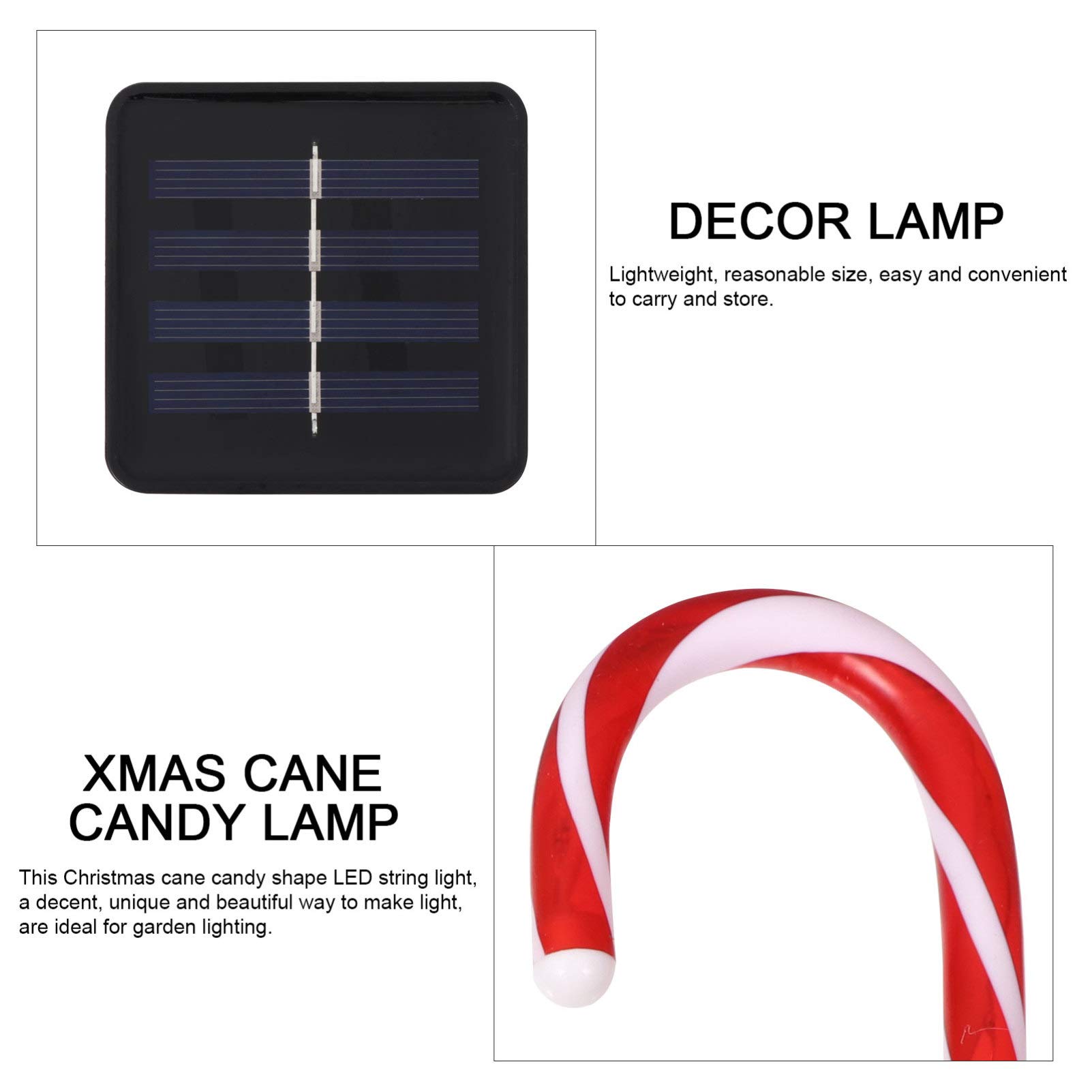 UKCOCO Solar Candy Cane Lights Outdoor - 1 Set Giant LED Christmas Pathway Decorations with Solar Panel, Waterproof for Garden, Yard, Lawn, Holiday Decoration (Use for Christmas, Halloween, Parties, Weddings)