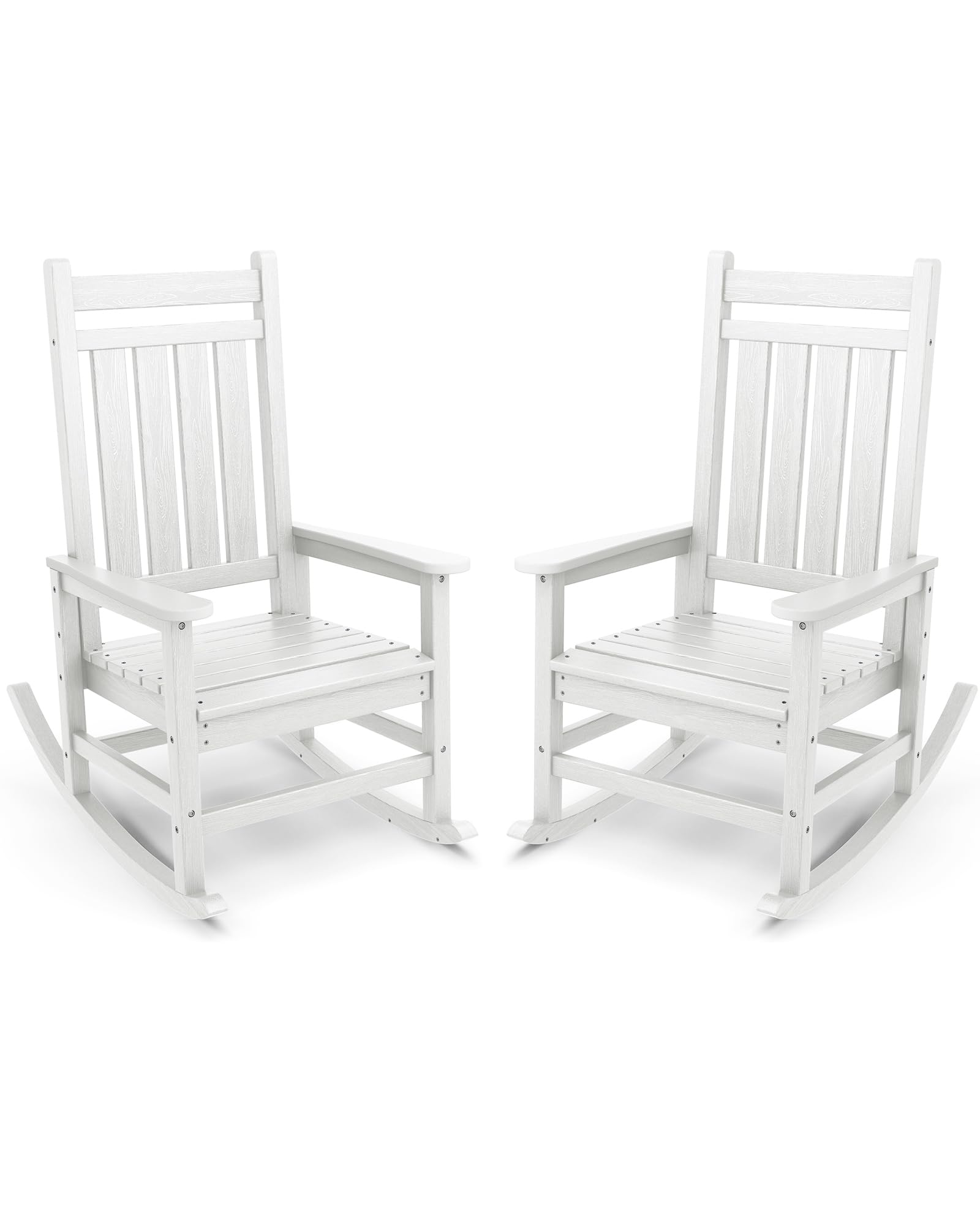 SERWALL Outdoor Rocking Chair for Adults - All-Weather HDPE Rocking Chair - White Patio Rocker for Lawn, Garden & Porch - Perfect for Relaxing, Reading & Enjoying Nature