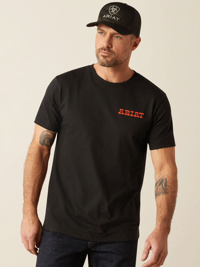 Ariat Men's Denim Badge T-Shirt - 10054006 - Black Cotton Short Sleeve Tee for Casual Wear & Western Style Outfits