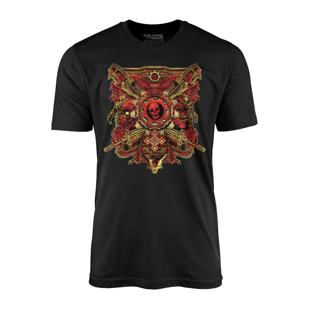 Gears of War Legacy Gold Foil Graphic T-Shirt | Official Video Game Merchandise | Perfect for Gaming Events & Cosplay