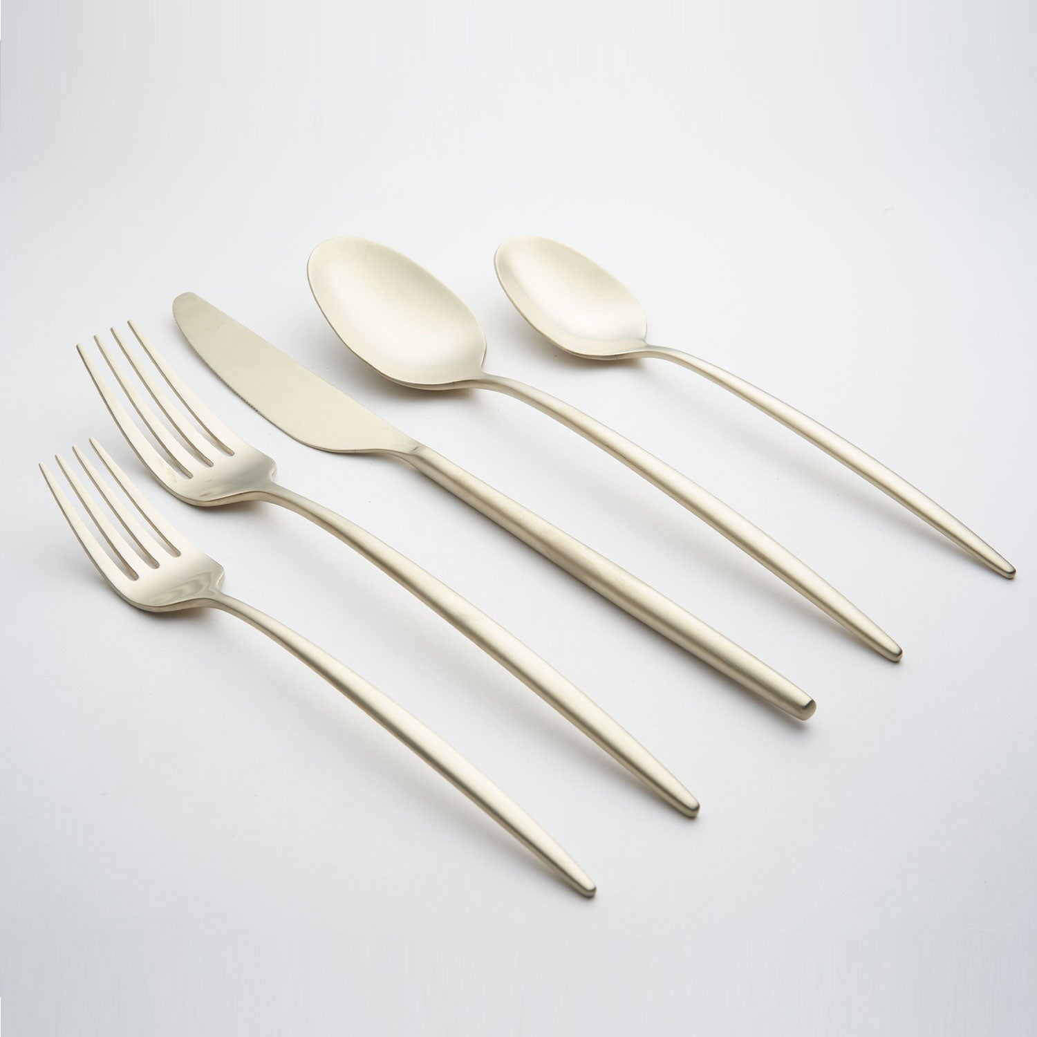 Gaze Champagne Satin 20-Piece Flatware Set - Elegant Stainless Steel Cutlery for Fine Dining, Wedding Gifts & Formal Dinner Parties