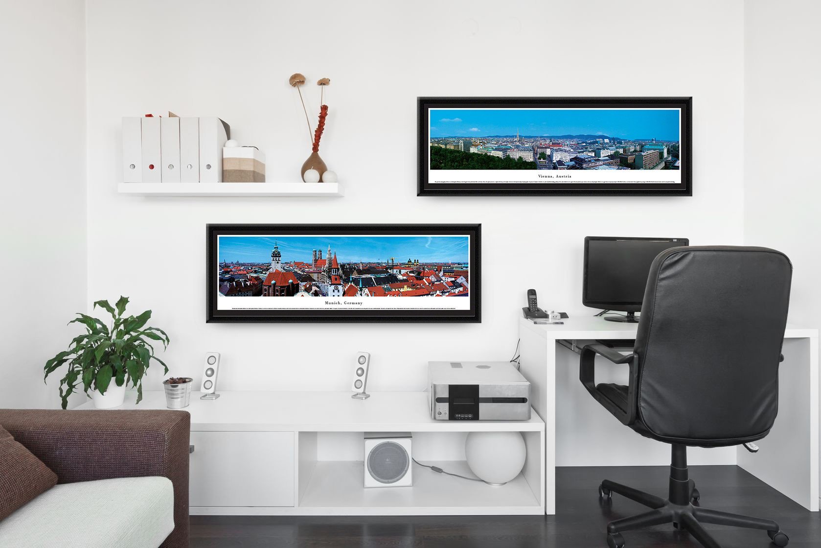 London England Twilight Skyline Panoramic Poster - Premium Framed Wall Art with Single Mat for Home & Office Decor