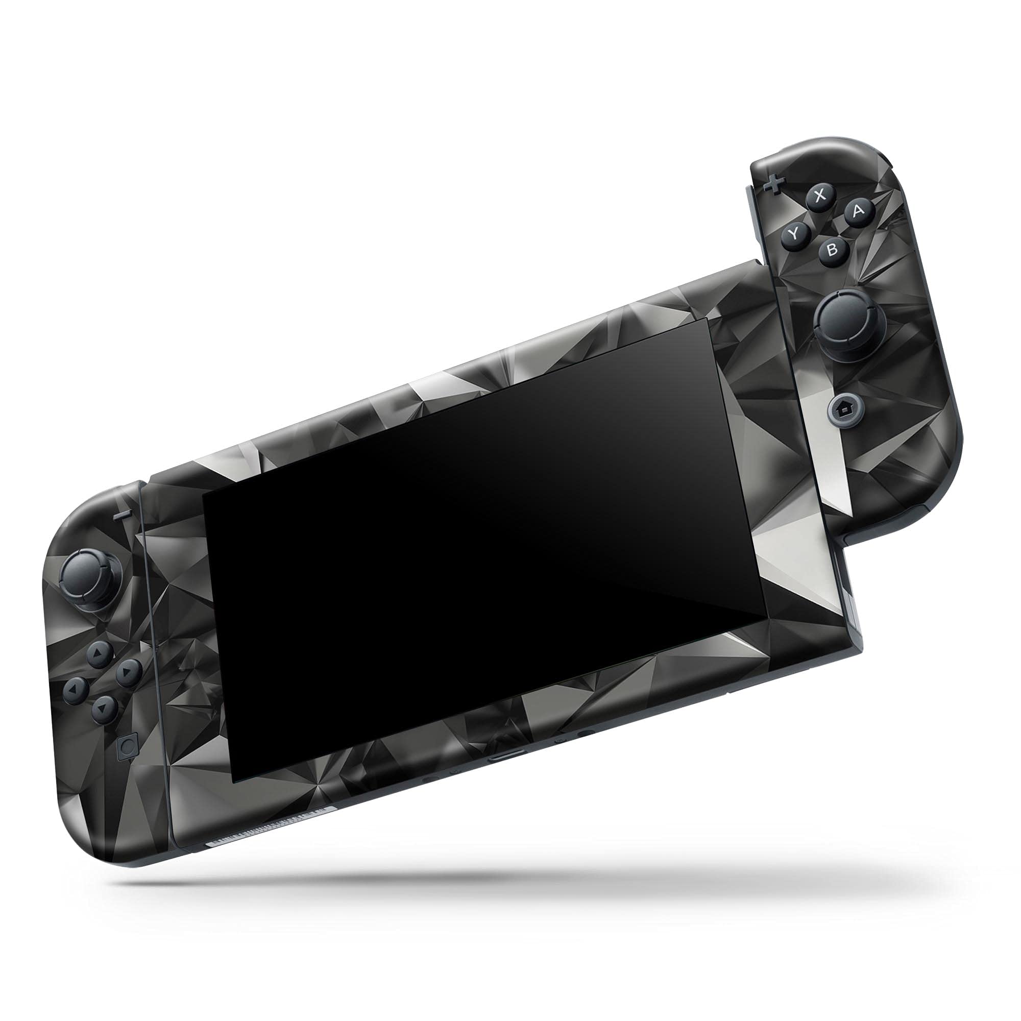 Nintendo Switch Pro Controller Skin - Black 3D Diamond Vinyl Wrap Cover | Scratch-Resistant, Removable Decal Protector | Perfect for Gaming Protection & Customization