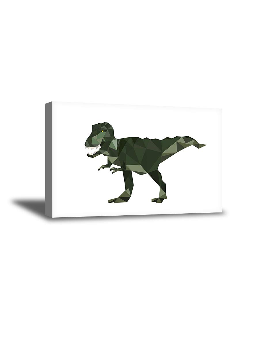 Premium Dinosaur Wall Art - T-Rex Canvas Print 15x22 Inches, Framed Dinosaur Decor for Kids Room, Nursery, Living Room & Office | Jurassic Themed Home Decor Gift Idea
