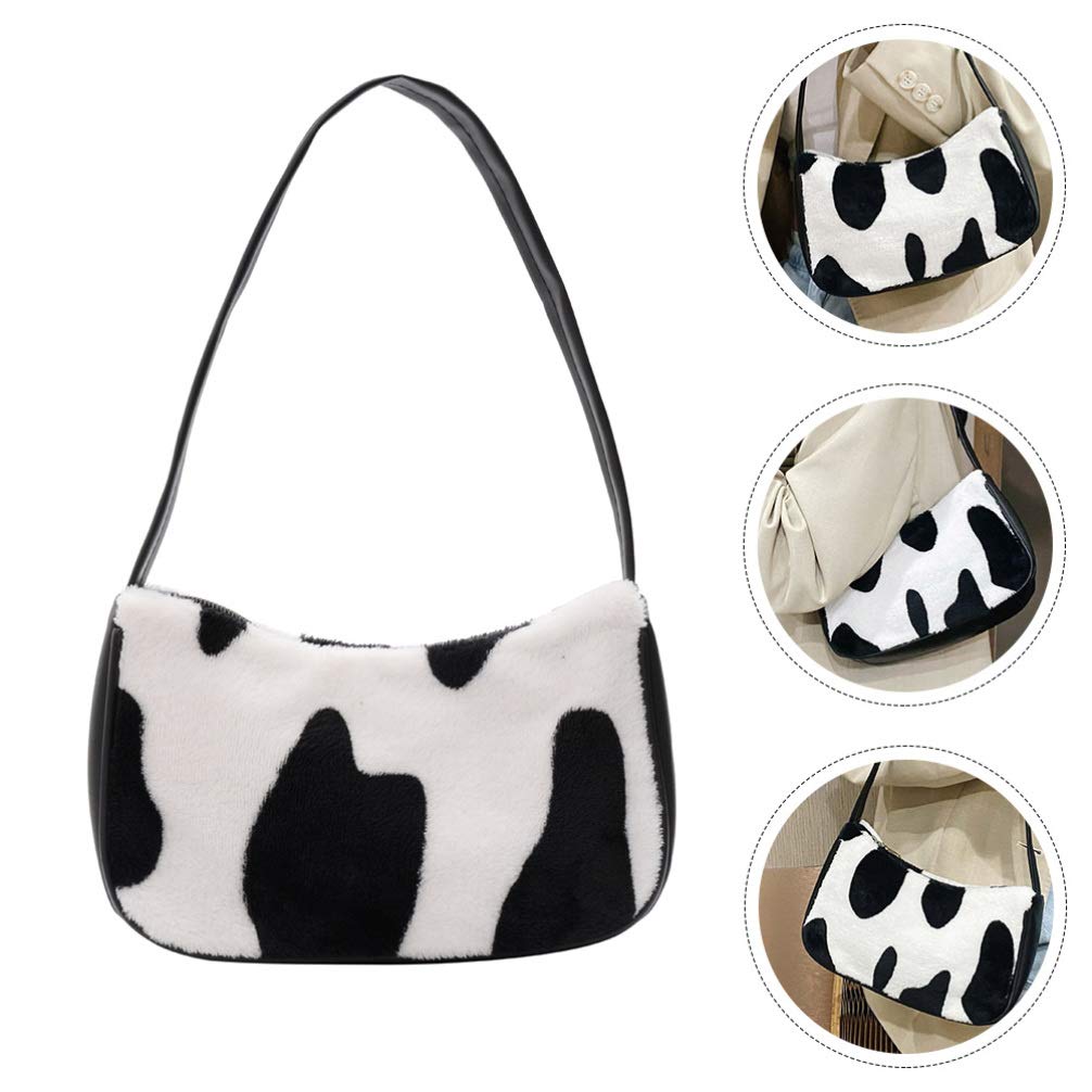 VALICLUD Women's Mini Shoulder Bag - Faux Fur Cow Print Crossbody Purse & Underarm Clutch for Daily Use, Parties, and Date Nights