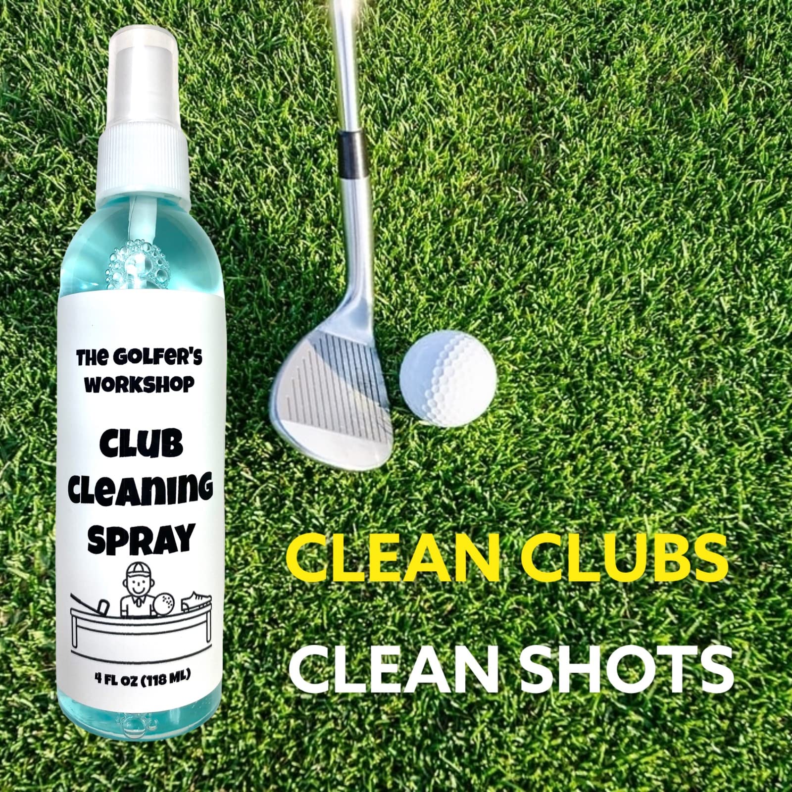 Golf Club Cleaning Kit - 4oz Spray & Brush with Groove Cleaner for Golfers | On-Course Maintenance